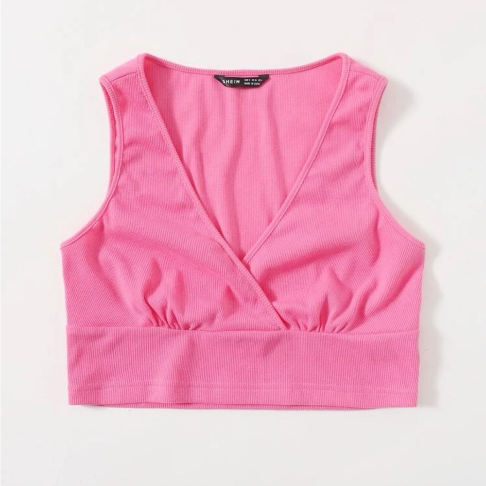 SHEIN Surplice Neck Rib-knit Tank Top